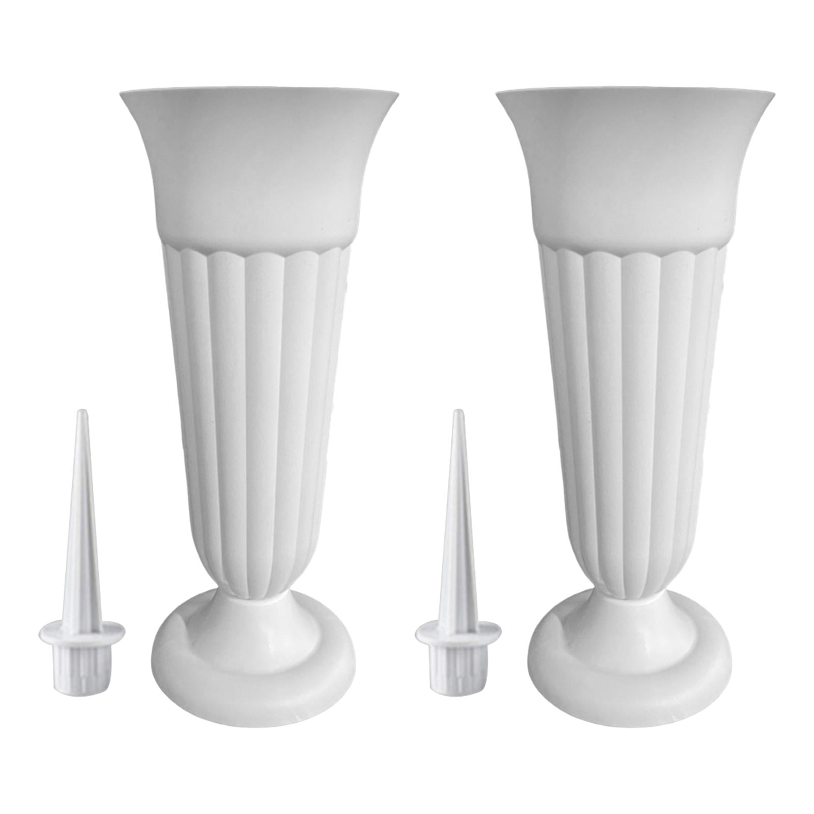 Magideal - 2 Piezas Floreros De Cementerio Conmemorativos Vasos Cónicos Para Tumbas Soportes De Plástico Con Estaca Desmontable Adecuado Para Ofrendas En Lápidas Blanco
