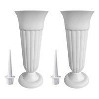 Magideal - 2 Piezas Floreros De Cementerio Conmemorativos Vasos Cónicos Para Tumbas Soportes De Plástico Con Estaca Desmontable Adecuado Para Ofrendas En Lápidas Blanco