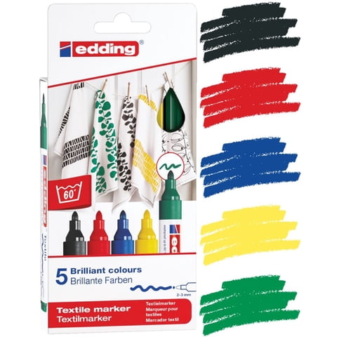 Marcadores Textil Edding Set 5 Tonos Basicos
