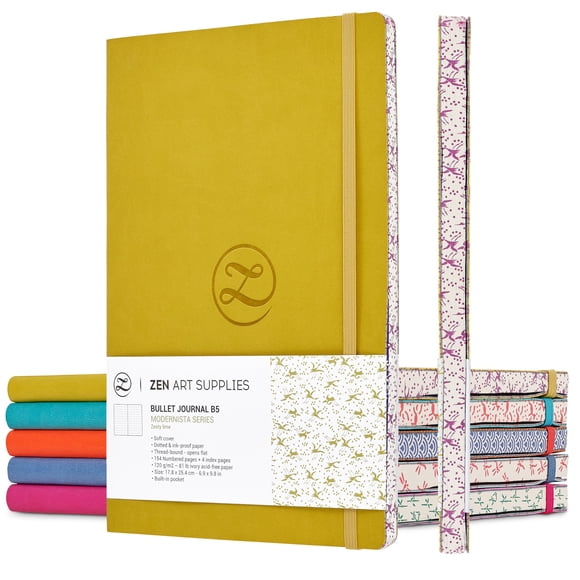 Journal ZenART Supplies tamaño grande B5 con puntos y apertura plana, papel de 120 g/m²