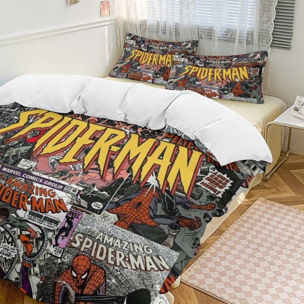 Spider-Man Family Bed 3 Piece Set Personalized Bedding Decor for Kids And Teens Anime Student Dormitory Cover