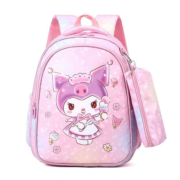 Sanrio Children's School Bag Cute Cartoon Girl Fashion Backpack Kuromi Student Handbag Pencil Case Primary School Student Bags