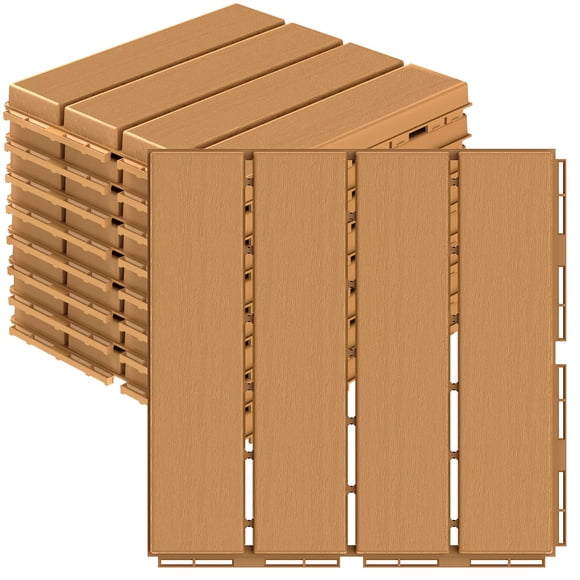 Baldosas modulares Goovilla, 9 piezas, 30 x 30 cm, impermeables, caqui