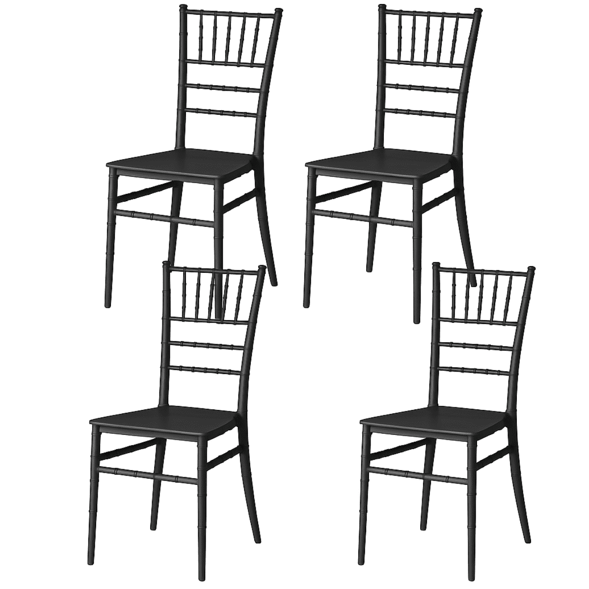 Moboi - Pack 4 Sillas Chiavari Apilable Para Comedor Terraza Eventos Negras