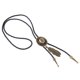 thumbnail image 2 of Negro Pu Cuero Occidental Vaquero Rodeo Bolo Tie Bola Collar Latón Antiguo, 2 of 5