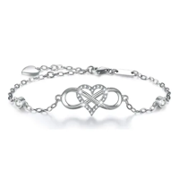 Genérico - Pulsera Plata S925 Oro Blanco Corazón Infinito