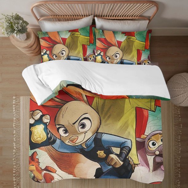 Zootopia 3-Piece Bedding Set For Kids Boys Girls Adult Cartoon Warm Cute Fashion Holiday Present Gift Bed Sheets
