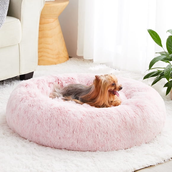 Cama para perros WNPETHOME Calming Donut de piel sintética, autocalentable