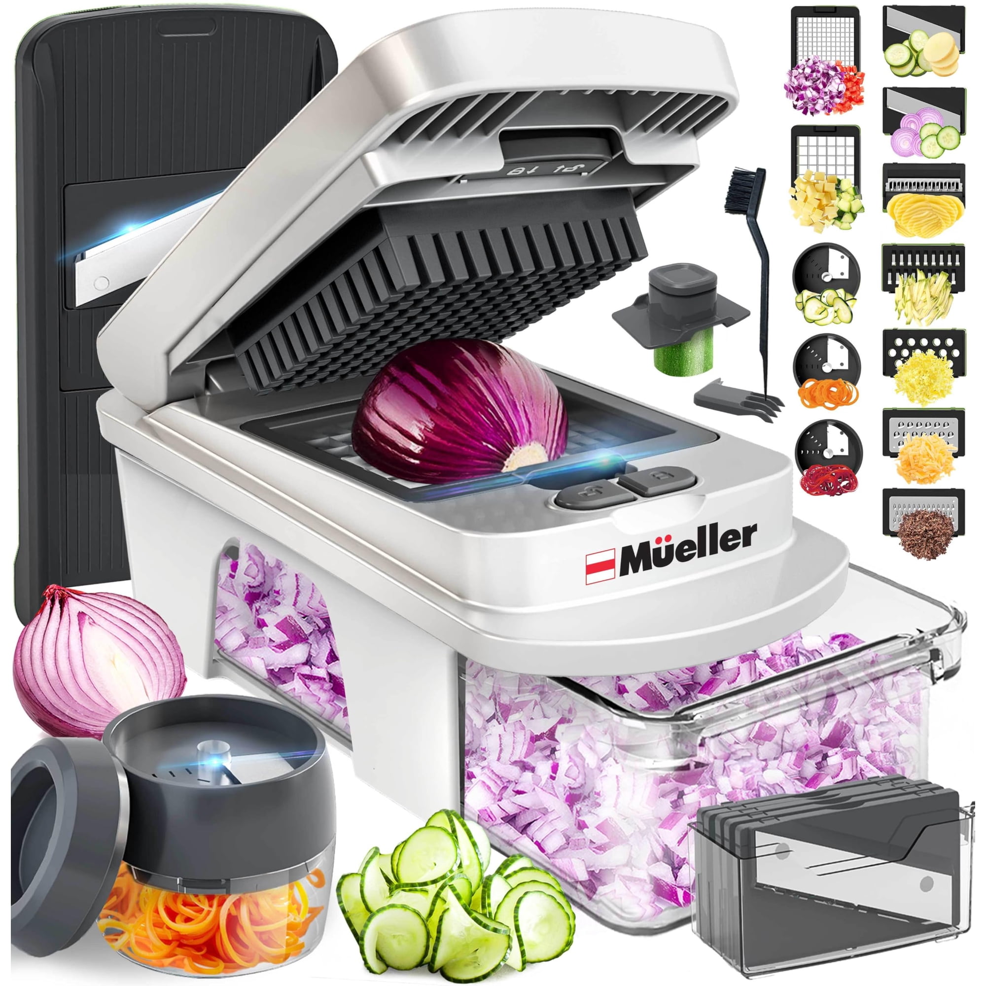 Mandoline Slicer Mueller Pro-series, Todo En Uno, 12 Cuchillas, Color Blanco