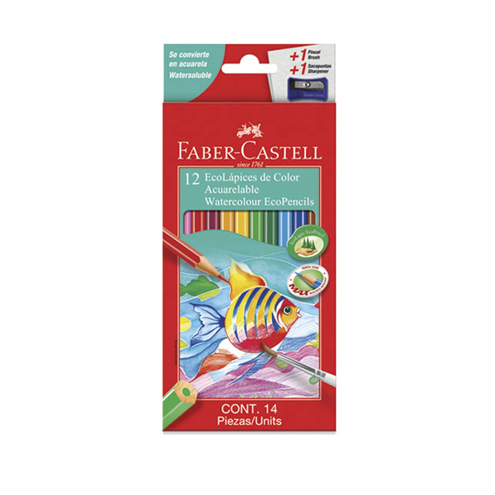 Faber Castell - Lápices Acuarela Faber-castell X12 + Sacapunta + Pincel