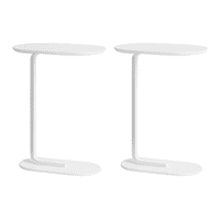 Moboi - Pack 2 Mesas De Centro Lateral Auxiliar Minimalista Blanca
