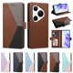 thumbnail image 5 of Funda Cartera Tricolor para Huawei Pura 80 Pro con Ranuras, Marrón, 5 of 6