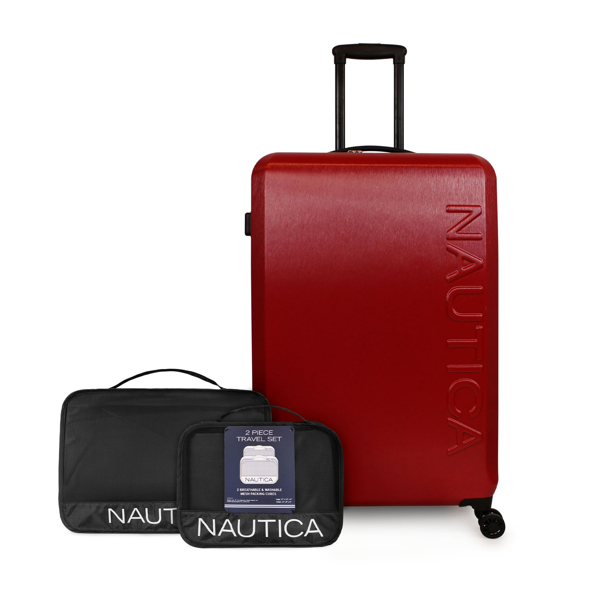 Nautica - Pack Maleta Grande L (23 Kg) Victory Rojo + Organizador De Viaje 2 Pzas. Negro