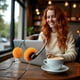 thumbnail image 5 of Auriculares supraaurales Junfamilee, estilo retro vintage, naranja, 5 of 9