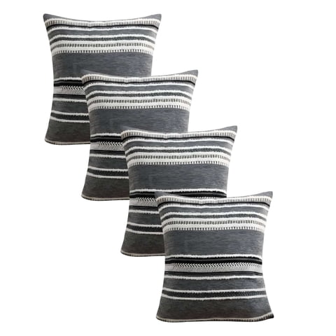 Genérico - Set De 4 Fundas De Cojin Con Relieve 45X45Cm Gris