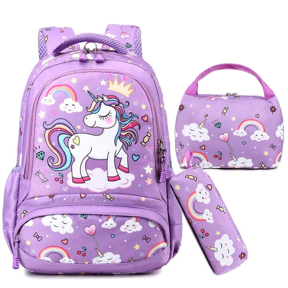 Mochila Unicorn Para Niñas Y Niños Con Bolsa De Almuerzo Y Estuche Para Lápices