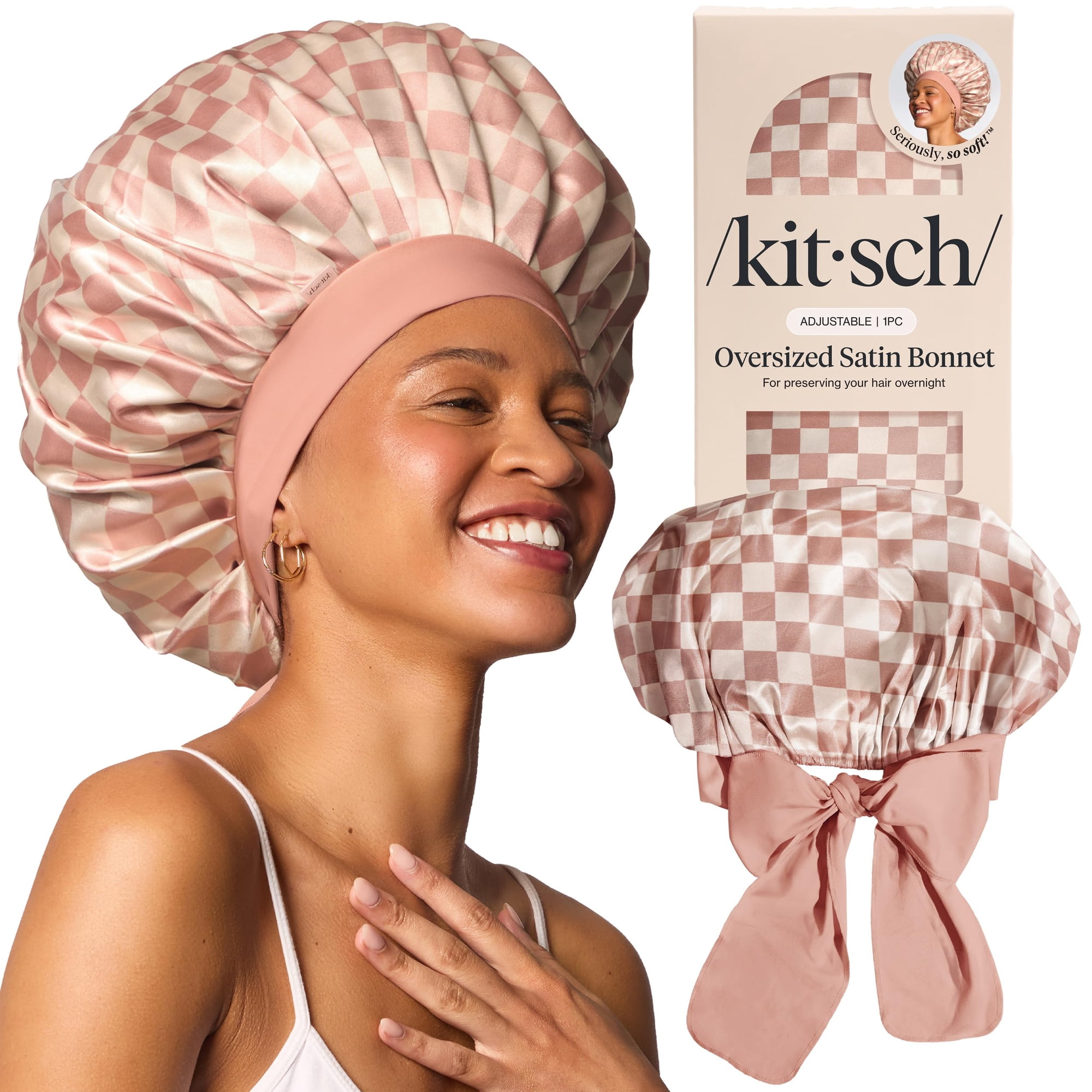 Gorro Satinado Kitsch Xl Para Dormir En Terracota A Cuadros