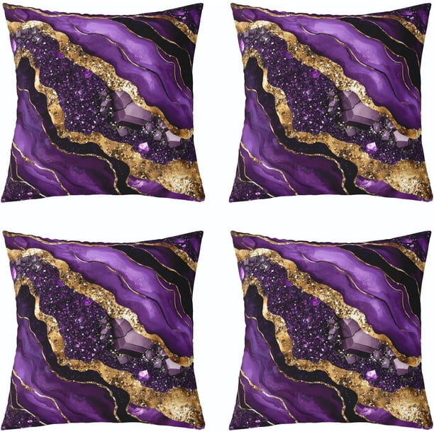 Fundas cojín mármol turquesa 4 uds 45x45 cm abstracto dorado negro bronce lentejuelas