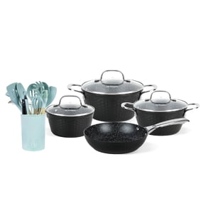 Simplit - Batería Cocina Black Copper 7Pzs + Set 12 Utensilios Calipso