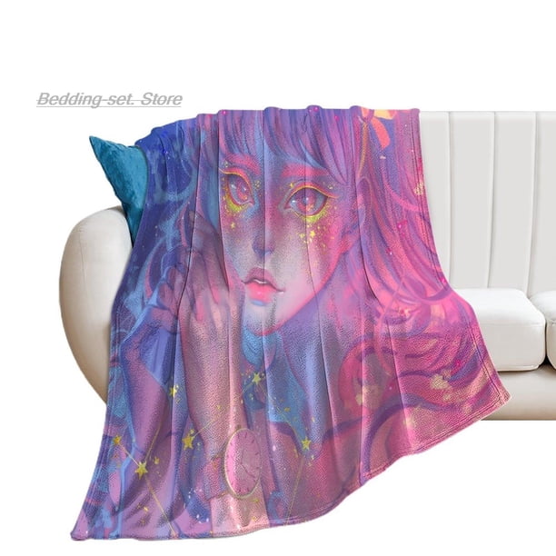 Anime Aesthetic Girl Art Strawberry Flannel Blanket Personalized Gift Home Leisure Sofa Blanket Outdoor Portable Blanket Bedding