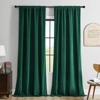 Cortinas Joydeco De Terciopelo Verde Oscuro, 213 Cm De Longitud, 2 Paneles