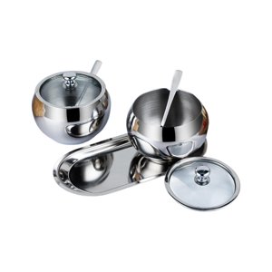 Magideal - Tarros De Condimentos, Contenedor De Azúcar Con Bandeja, Bonita Caja De Condimentos, Botes De Condimentos Para Barra De Café, Azúcar, Sal, Mostrador 2 Piezas