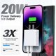 thumbnail image 2 of Bloque de carga DelTucci de 20 W con doble puerto USB C + USB A para iPhone, 2 of 7
