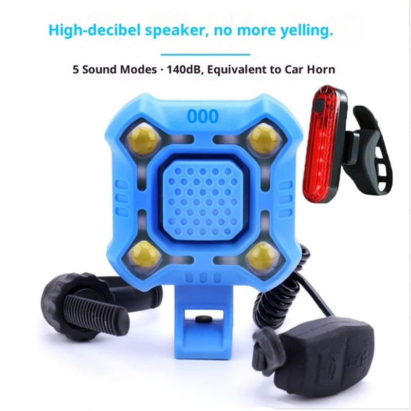 Xusx111 - Cuerno De Bicicleta Eléctrico De 140db Con Faro, 2 En 1 Cuerno De Bicicleta 5 Modos De Sonido Usb-c Recargable, Campana De Bicicleta Con Cuerno De Bicicleta De Gran Alcance Para Adultos Niño