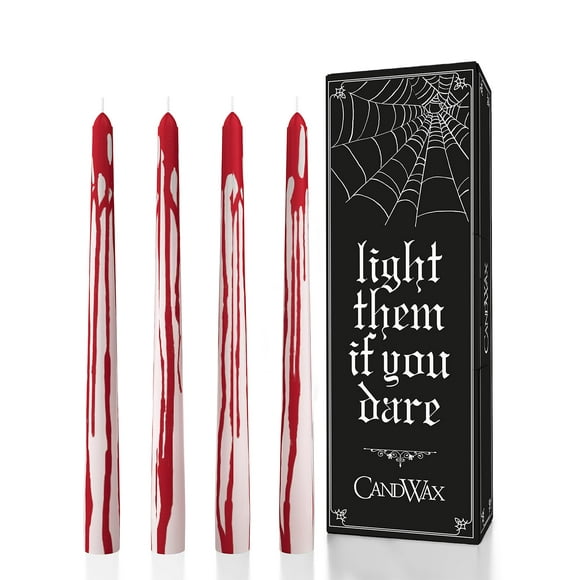 Velas cónicas CANDWAX, color blanco sangre, 25 cm, juego de 4 a 8 horas