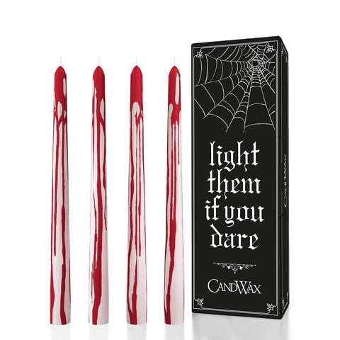 Velas Cónicas Candwax, Color Blanco Sangre, 25 Cm, Juego De 4 A 8 Horas
