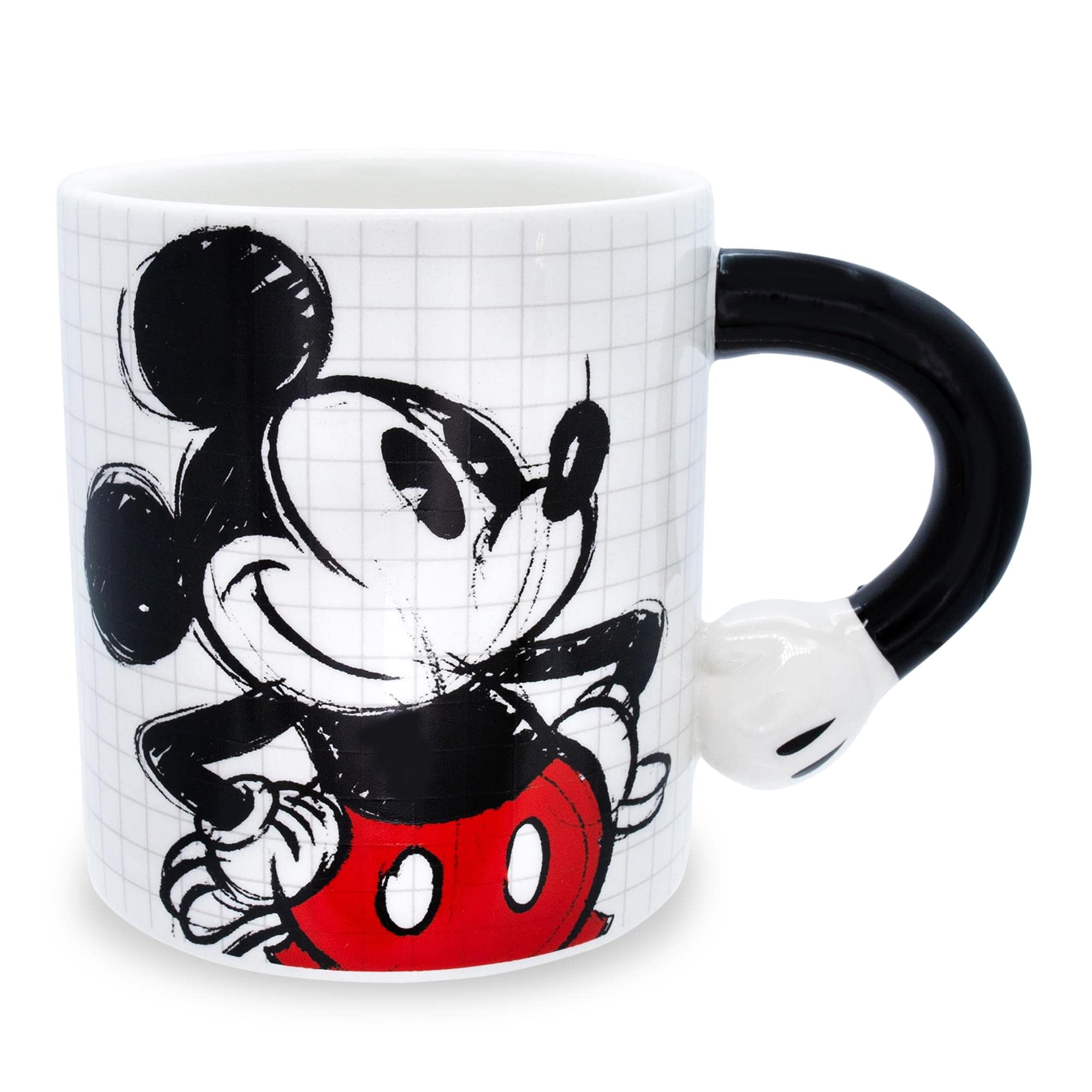 Silver Buffalo - Taza De Cerámica Plateada Con Forma De Mickey Mouse Con Forma De Búfalo, 600 Ml, Mango
