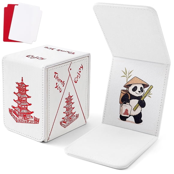 Caja para mazo Venssu estilo comida china, cuero PU, 100 cartas