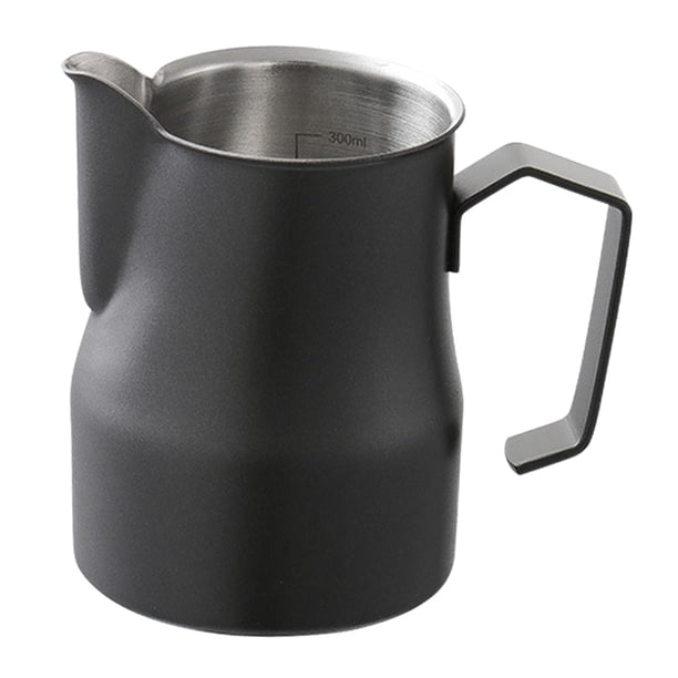 Jarra para espumar leche, acero inoxidable con báscula Jarra para espumar leche Piezas de la máquina de espresso Jarra para vaporizar espresso para , 350ml negro