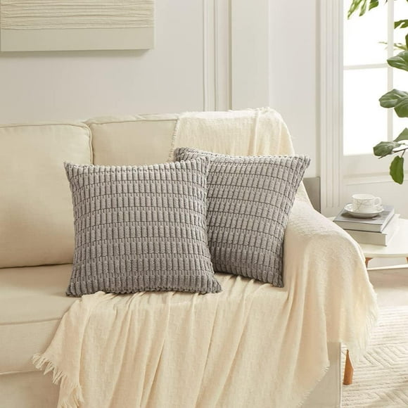 Fundas De Cojines Gris Set X2 Cama Sillón Suave 45 X 45 Almohada