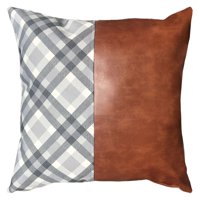 Elizabeth Peper - Funda Cojín Decorativo Ecocuero Gris Y Café 45X45