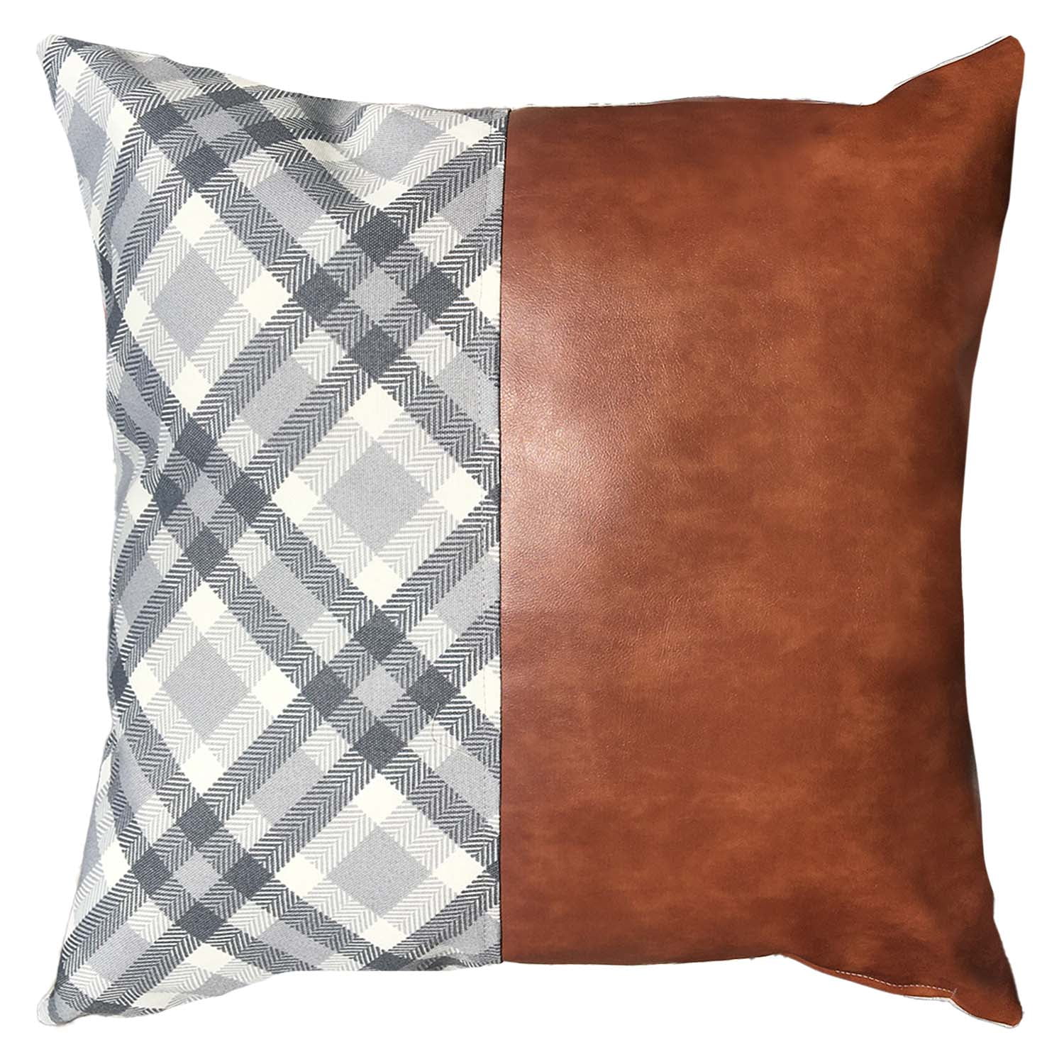 Elizabeth Peper - Funda Cojín Decorativo Ecocuero Gris Y Café 60x60