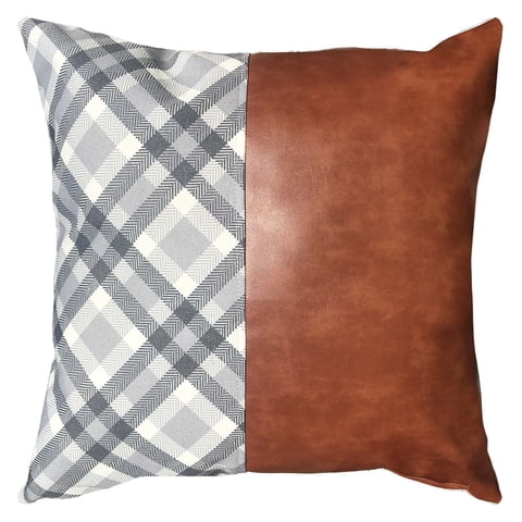 Elizabeth Peper - Funda Cojín Decorativo Ecocuero Gris Y Café 45X45