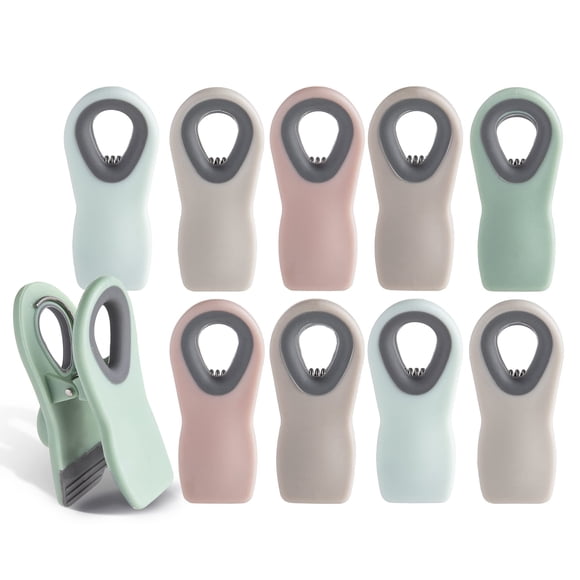 Clips para bolsas con cierre hermético para cocinar con color para almacenar alimentos, paquete de 10