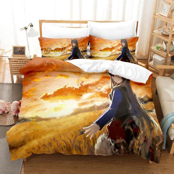 Anime Spice and Wolf Bedding Set Single Twin Full Size Bed Set Adult Kid Bedroom Duvetcover Set Home Textile Bed Sheets
