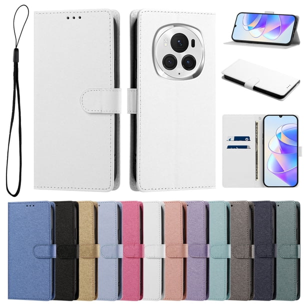 Cartera para Honor Magic6 Pro con Soporte y Correa, Blanco