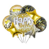 Cstywc - Juego De Globos De Aluminio Con Forma De Feliz Cumpleaños, 8 Unidades, Negro Y Dorado, 45 Cm