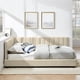 thumbnail image 2 of Full Size Upholstered Tufted Bed Frame, Sofa Bed Frame with Comfortable Backrest and Armrests, Full Size Bed for Bedroom, Living Room,Velvet-Beige(81''*60''*29.5''), 2 of 3