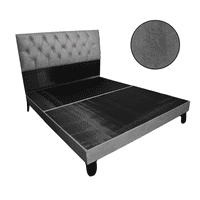 Mueblart - Base De Cama Con Respaldo A Piso King Gris Felpa