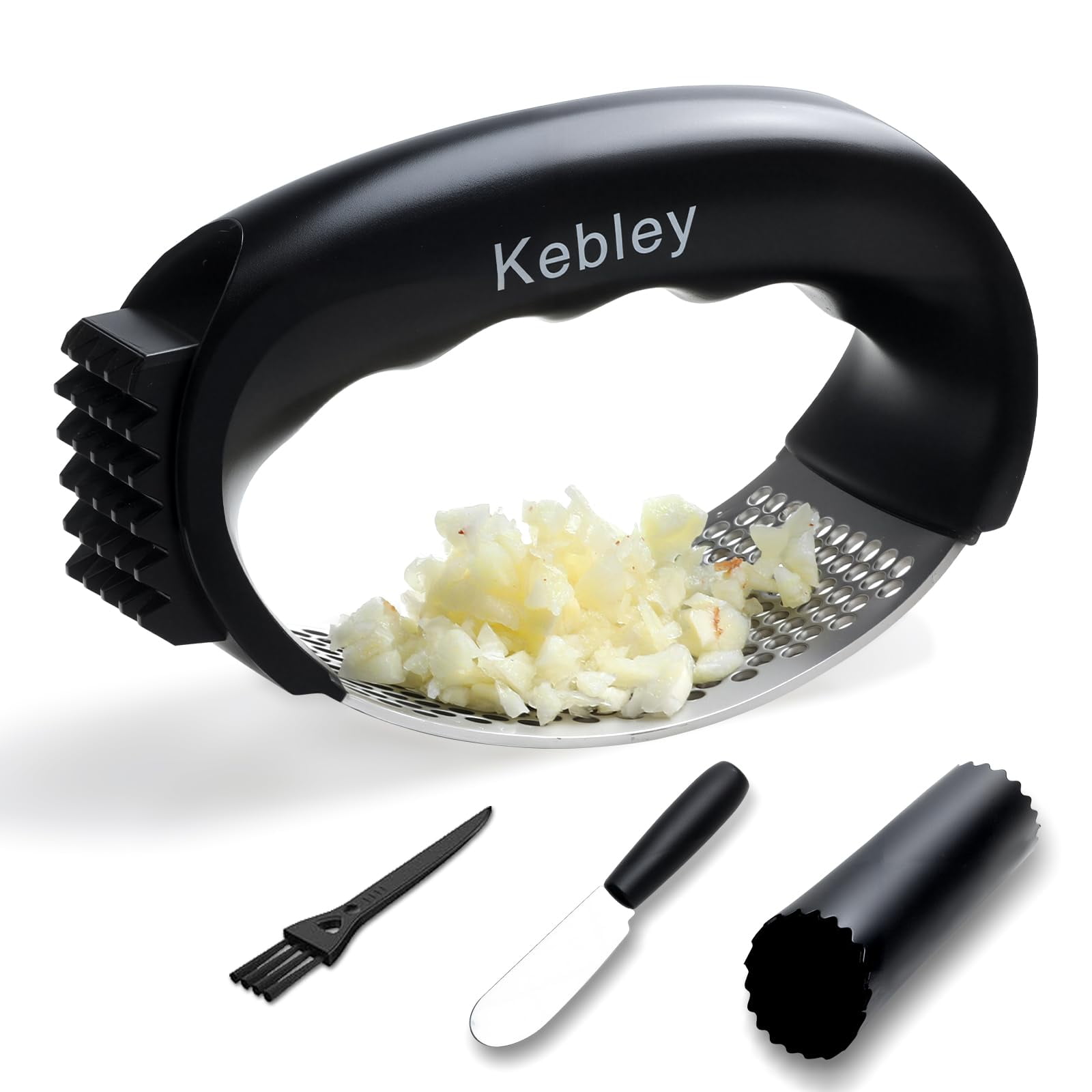 Exprimidor De Ajo Kebley De Acero Inoxidable Con Pelador Y Raspador
