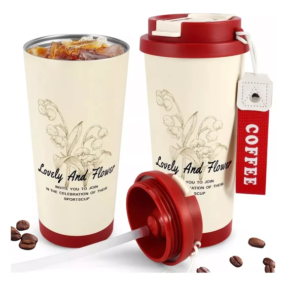 Termo Para Cafe Mug Vaso Termico 530ml Sellable Inoxidable Rojo