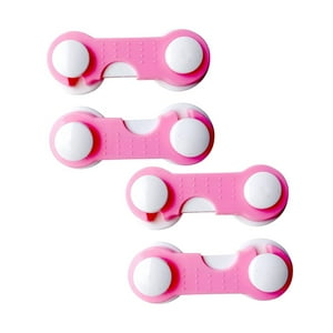 Importclick - Pack 4 Seguros Traba Puertas Muebles Cajones Rosado