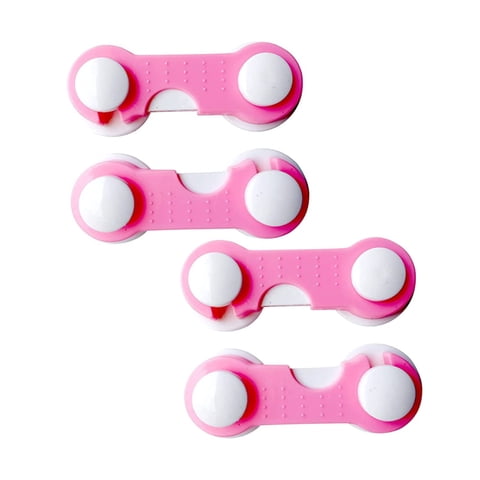 Importclick - Pack 4 Seguros Traba Puertas Muebles Cajones Rosado