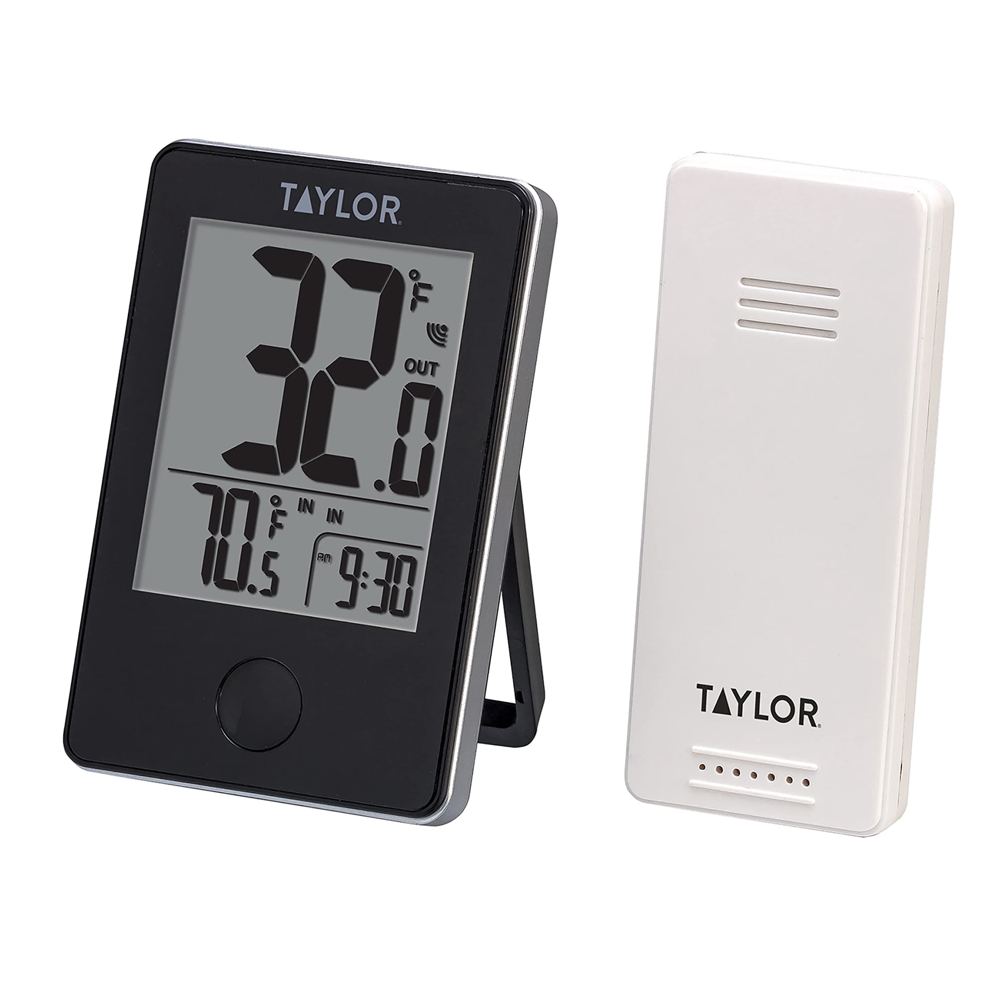 Termómetro Digital Inalámbrico Taylor Para Interiores Y Exteriores Con Pantalla Lcd, Negro