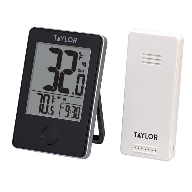 Termómetro digital inalámbrico Taylor para interiores y exteriores con pantalla LCD, negro
