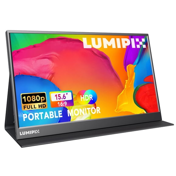 Monitor portátil LUMIPIX 15,6 pulgadas 1080P FHD IPS con USB-C y HDMI
